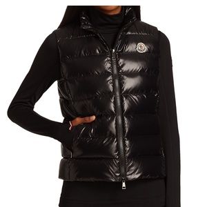 Moncler womens Black shiny puffer vest